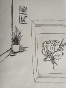 plant in the corner sketch