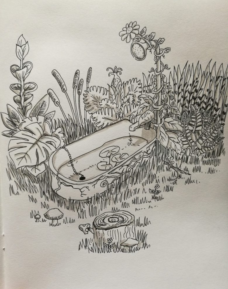 bathtub in the enchanted forest